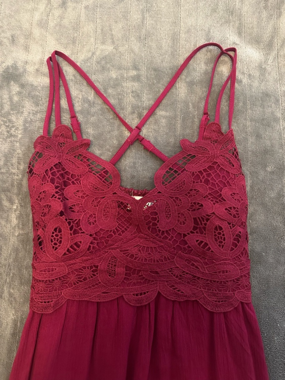 Listicle Raspberry Lace Layered Tank Top - Picture 2 of 4